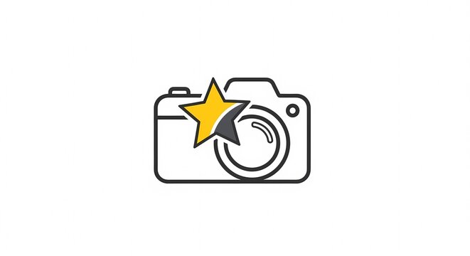 Camera Icon with Star Symbol for Photography Excellence.