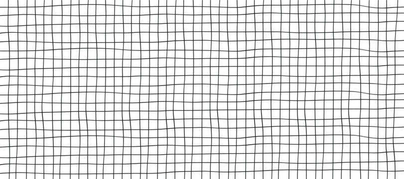 Black hand drawn wavy grid pattern design vector illustration