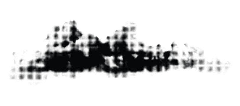 Black ink splatter cloud shape with dot pattern element vector