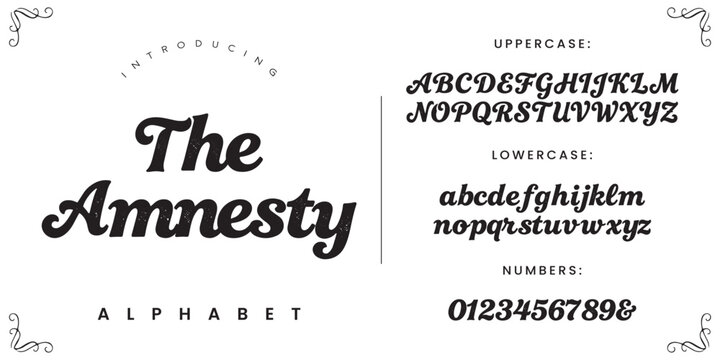 The Amnesty Alphabet Font Typography Set Featuring Retro Script Style Letters for Creative Layouts