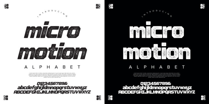 Micro Motion Alphabet Font Typography Set Featuring Distressed Sporty Letters for Dynamic Graphic Design
