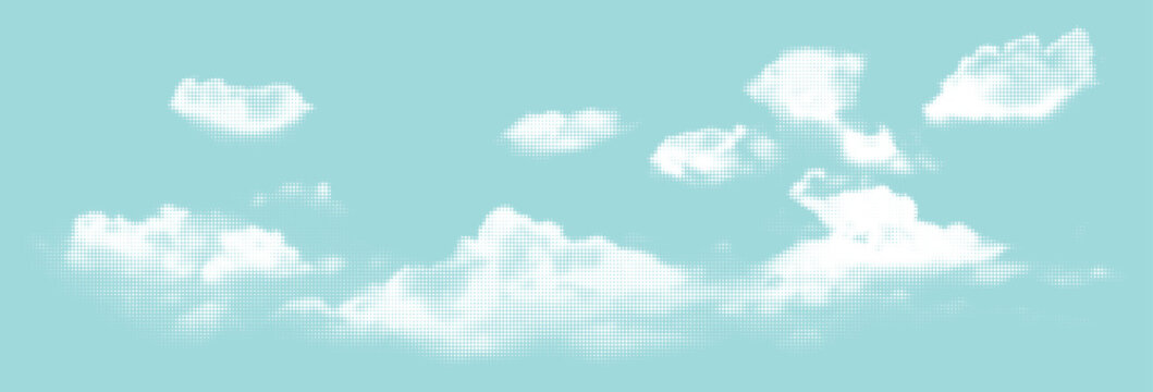 Halftone clouds, sky background, abstract weather element