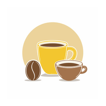 Flat design coffee cup with beans
