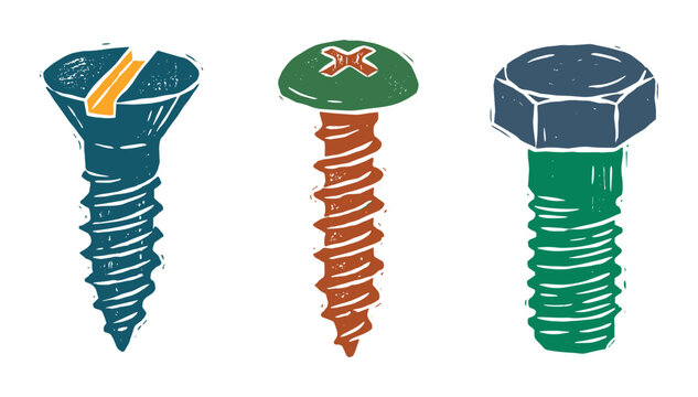 Textured metal screws and bolts for industrial construction