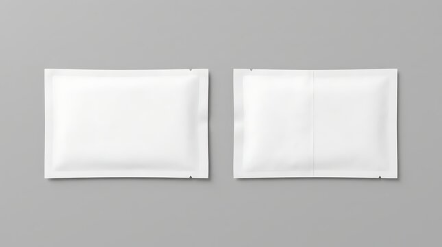 Blank white rectangular medical face mask pouch mockup for hygiene product branding packaging template