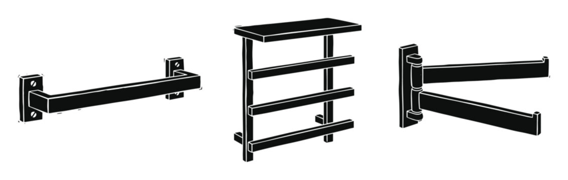 Towel racks set, various holders for bathroom or kitchen textiles