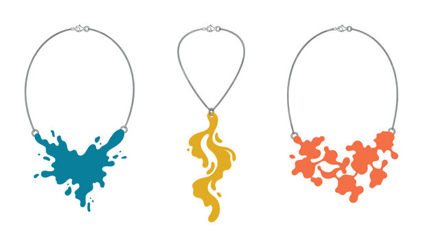 Unique necklace jewelry featuring colorful paint splash design
