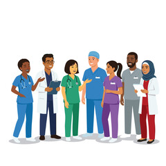 Fototapeta premium Diverse group of healthcare professionals in conversation