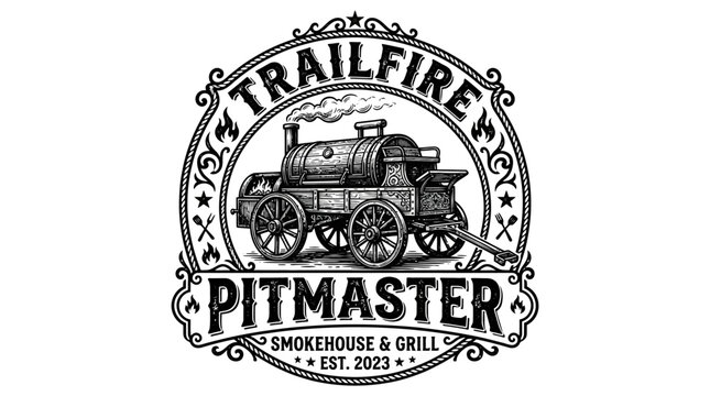 Vintage Locomotive Grill Logo Design.
