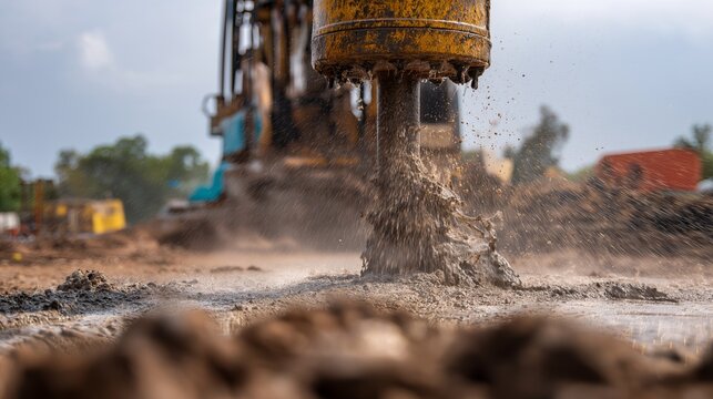 Heavy machinery drilling for an artesian well water supply