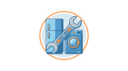 Naklejka premium Appliance Repair Service Icon: Refrigerator & Washing Machine