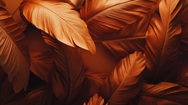 Copper-toned leaves create a rich botanical backdrop.
