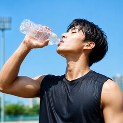 young man drinking water © minju Ahn