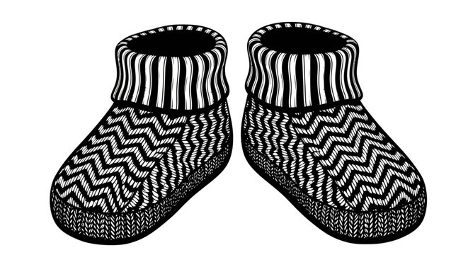 Black and white socks, striped and chevron patterns, seamless knit texture, footwear illustrations, fashion accessories