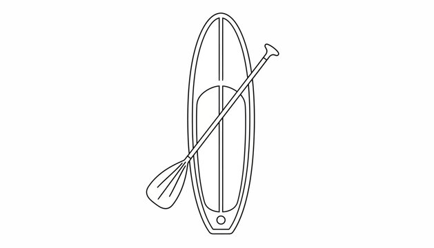 Paddleboard, SUP, vector icon, line art, water sports, recreational activity