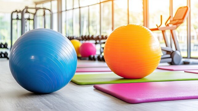 Fitness gym exercise balls mats workout