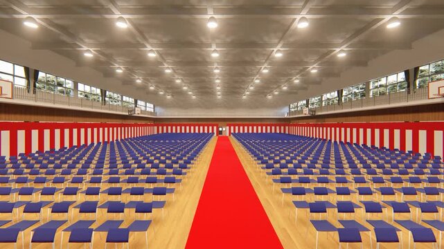 学校の体育館で行われる卒業式会場 3DCG動画