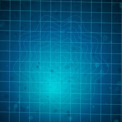 Fototapeta premium Abstract blue grid with contour lines and abstract shapes