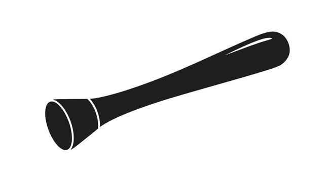 Black cocktail muddler on white background, isolated bar tool for mixing drinks