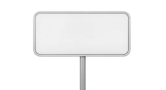 Blank metal sign plate on a pole for information isolated on transparent background