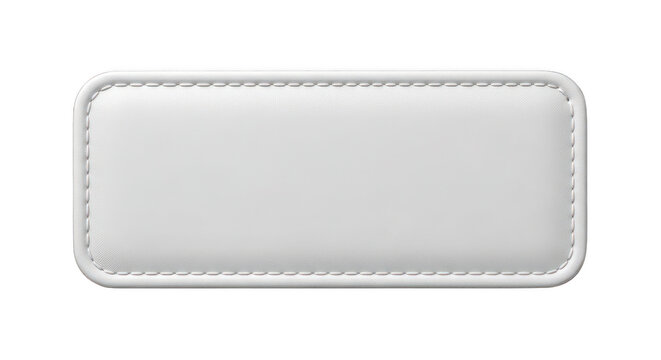 Empty rectangular leather patch with stitched edges isolated on transparent background