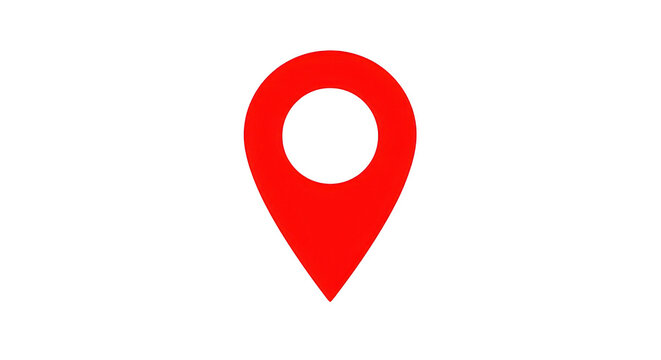 Red map location pin icon for navigation and travel isolated on transparent background