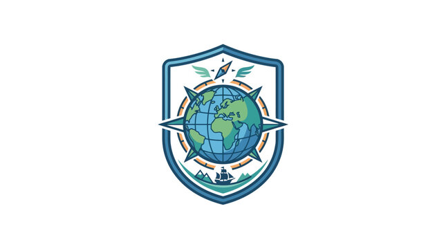 global security shield with earth and transport icons