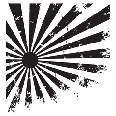 Black and white abstract sunburst grunge background with radiating rays and distressed texture. © MdEashad
