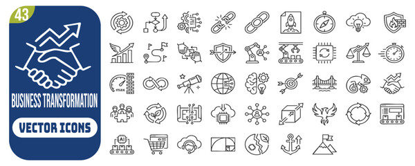 Fototapeta premium Business Transformation icon set. Editable line icons. Vector illustration.