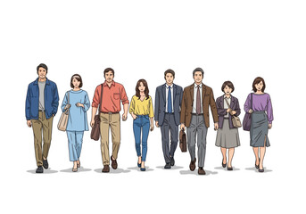 Obraz premium Group of diverse professional business people walking together