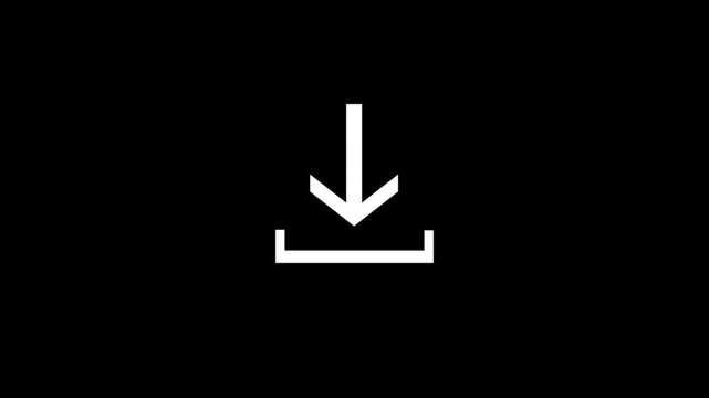 Minimal download icon animation showing white arrow on black ground.