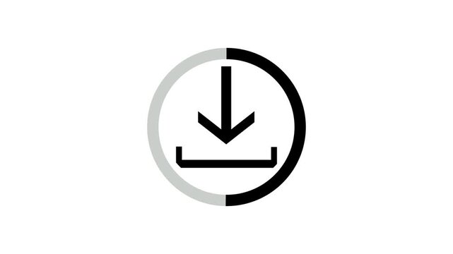 Download icon animation with circular loading progress bar graphic.