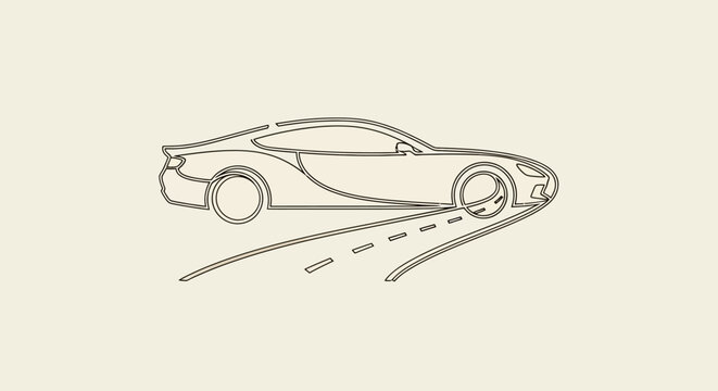 Speeding sports car on road.