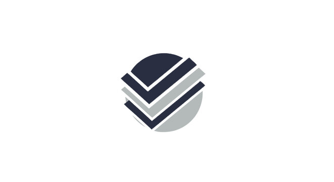 Abstract circular logo icon with double checkmark symbol representing success and verification.