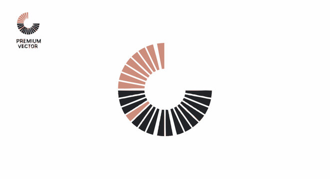 Abstract circular progress bar icon with radial segments in black and pink colors.