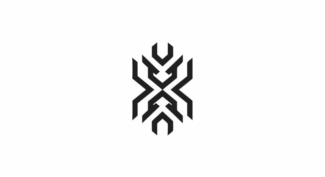 Abstract geometric tribal line art logo icon isolated on white background.