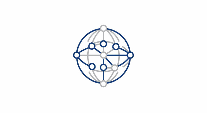 Abstract global network connection icon representing technology data and communication systems.