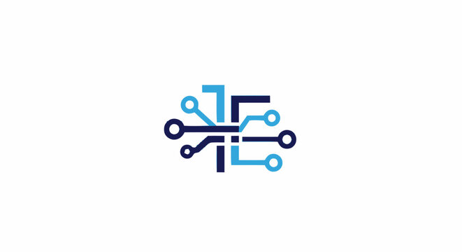 Abstract technology circuit board logo icon representing digital connectivity and innovation.