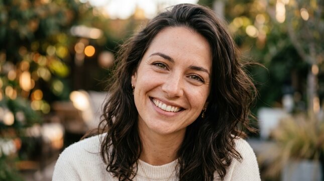 Mulher bonita sorrindo para foto