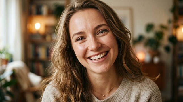 Mulher bonita sorrindo para foto