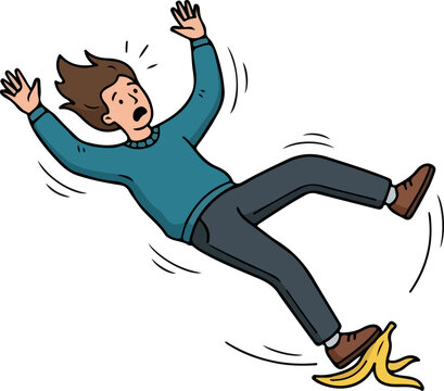 Man Slipping on Banana Peel