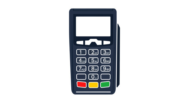 Flat vector illustration of a payment terminal POS machine