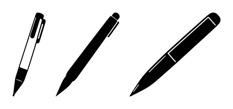 Solid black icon, white background: freelancing pen tool set with simple line art design featuring simple design, minimalist, black and white with illustrations and graphics
