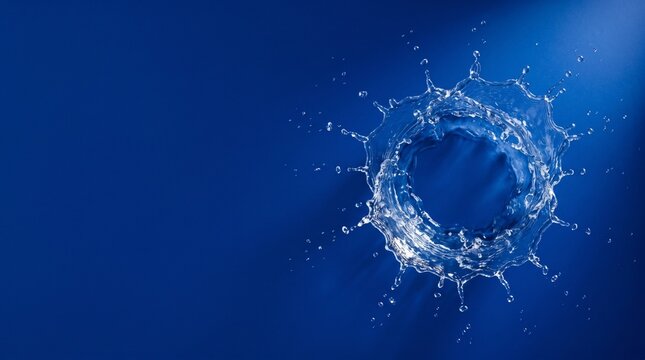 Top-down zenith view of a frozen water splash loop with hidden lighting