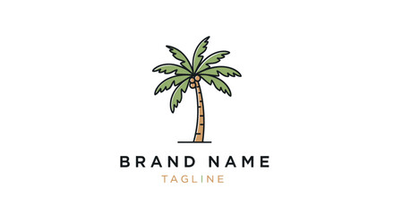 Minimalist Palm Tree Illustration for Tropical and Vacation Themes. © Karimun