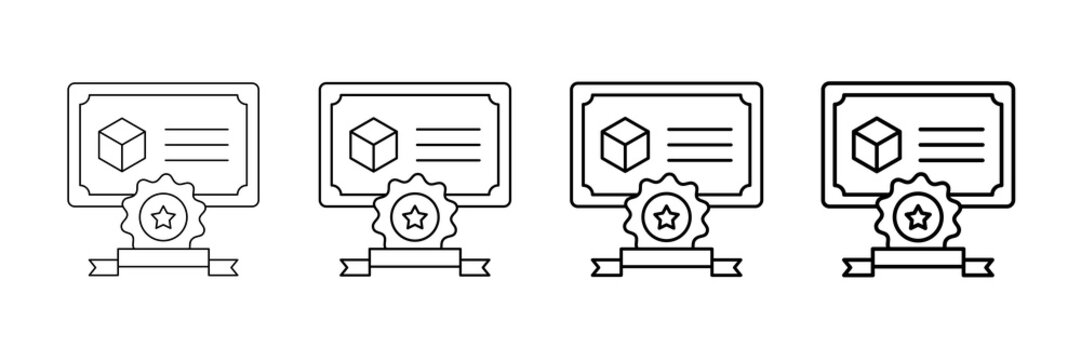 Quality Certification Icons Vector Set In Different Stroke Line Style