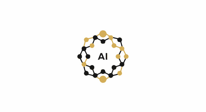 Artificial intelligence AI logo icon representing neural network and machine learning technology.