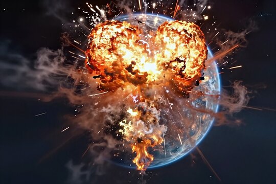 A picture of a planet with a fire coming out of it