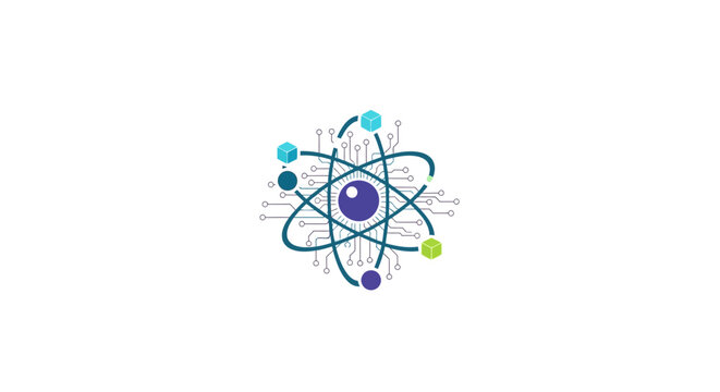 Atomic Structure Flat Design Vector Illustration