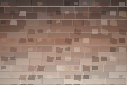 Abstract brown brick wall pattern with geometric overlay